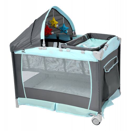 Cuna Corral Bebes Plegable Cambiador Removible Ruedas Juegos Azul