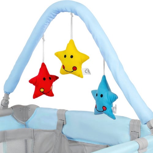 Cuna Corral Bebes Cambiador 4 En 1 Con Ruedas Plegable Azul