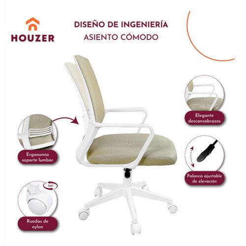 Silla Oficina Ajustable Ejecutiva Ergonomica Escritorio Beige