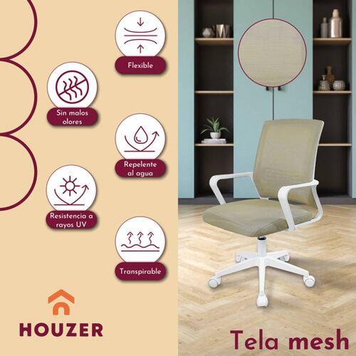 Silla Oficina Ajustable Ejecutiva Ergonomica Escritorio Beige
