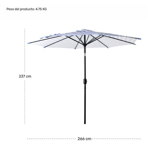 Sombrilla Playa Grande Exterior 2.70m Patio Base Contrapeso.