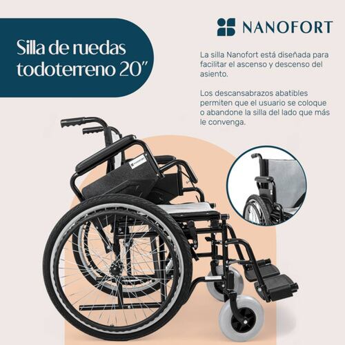 Silla Ruedas Plegable Todo Terreno Descansa Brazo Abatible
