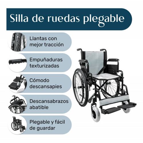 Silla Ruedas Plegable Todo Terreno Descansa Brazo Abatible