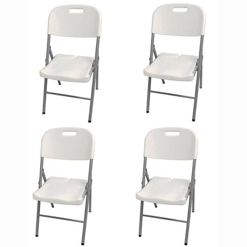 Silla Jardin Kit  4 Sillas Plastico Plegables Reforzadas Blancas Eventos.