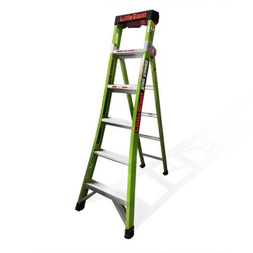 Escalera Combinada Profesional Fibra de Vidrio 6' (1.82 m) Tipo IAA King Kombo Verde Little Giant 13610