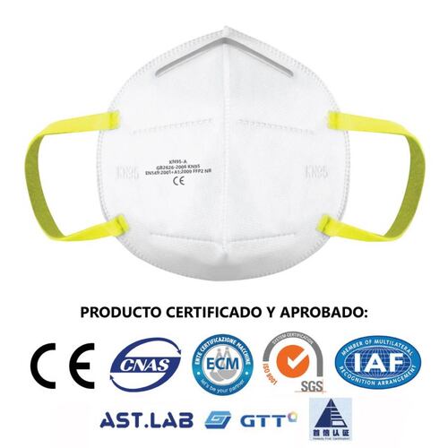 Cubrebocas Kn95 Paquete 10 Piezas Desechable Uso Personal Certificado para Protección Respiratoria
