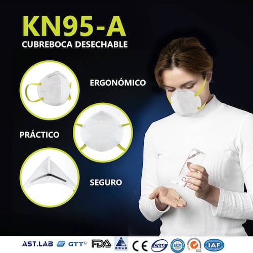 Cubrebocas Kn95 Paquete 10 Piezas Desechable Uso Personal Certificado para Protección Respiratoria