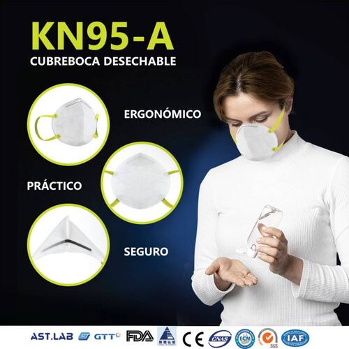 Cubrebocas Kn95 Paquete 20 Piezas Desechable Uso Personal Certificado para Protección Respiratoria.