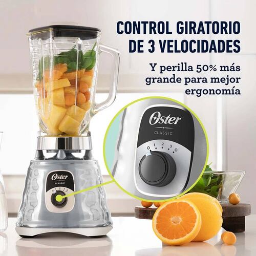 Licuadora 3 Velocidades Vaso Vidrio Clásica Cromo Oster Blst4655.