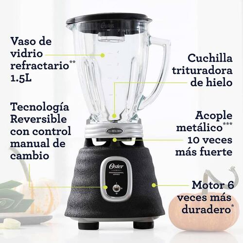 Licuadora 1 Velocidad + Pulso Vaso Vidrio Clásica Negra Oster Blstbpst.
