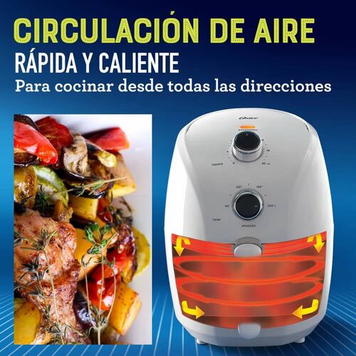 Freidora De Aire Sin Aceite 1.5 L con Antiadherente Blanca Oster Ckstaf15-013.