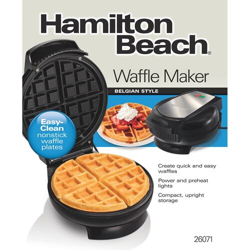 Waflera Belga Con Antiadherente Negra Hamilton Beach 26071