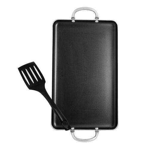 Plancha Charola Texas Grill con 5 Capas de Antiadherente y Volteador Lamex 6501-2.