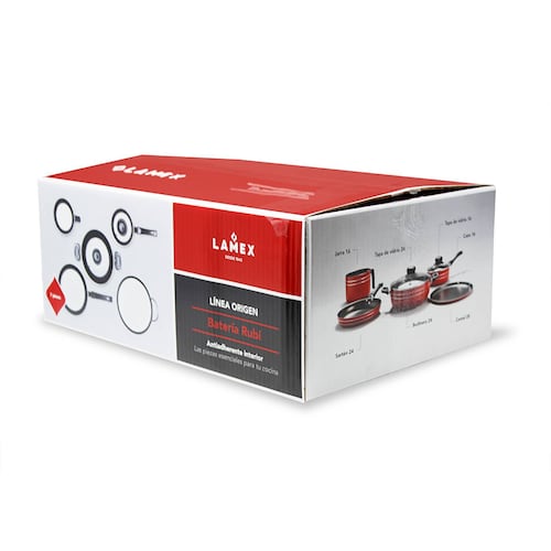 Batería de Cocina 7 Piezas con Antiadherente Rubí Roja Lamex 6502-9.