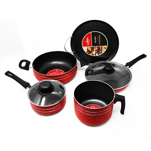 Batería de Cocina 7 Piezas con Antiadherente Rubí Roja Lamex 6502-9.