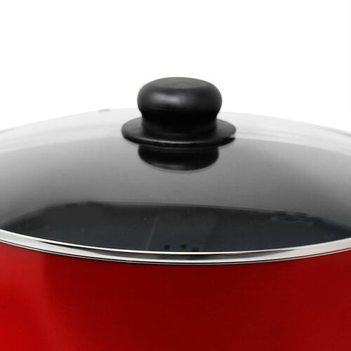 Olla de 32 cm con Antiadherente y Tapa de Vidrio Roja Lamex 6669-9