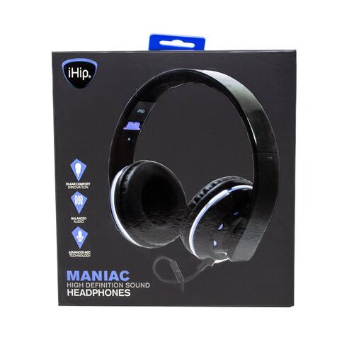 Audifonos de Diadema con Microfono Maniac Negro con Azul IHIP IPMANI
