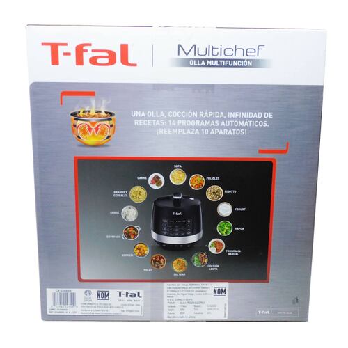 Olla Multicocción 4.8 L con 14 Programas Multichef T-FAL CY426850.
