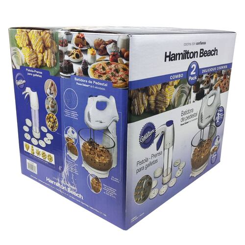 Batidora 6 Velocidades de Mano y de Pedestal + Pistola de Galletas Hamilton Beach.