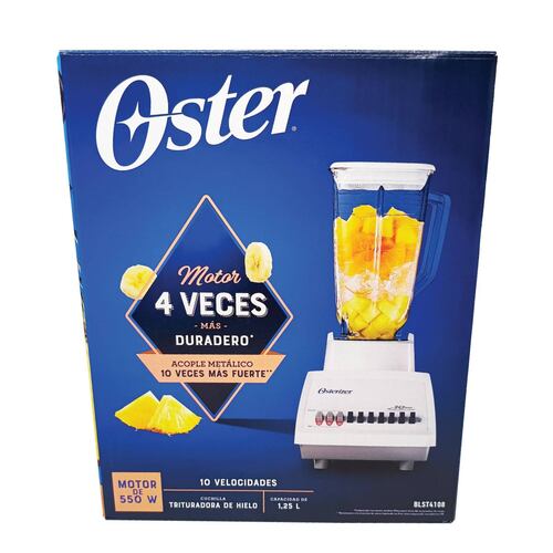 Licuadora 10 Velocidades Vaso de Plástico Blanca Oster BLST4108.
