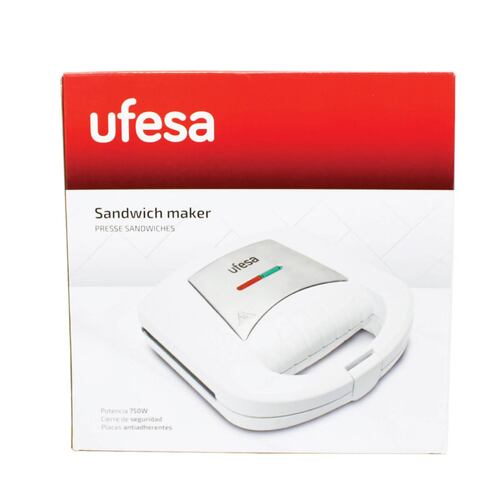 Sandwichera 2 Piezas Placa Antiadherente Blanca Ufesa Sw7140