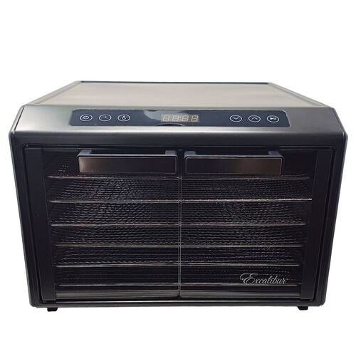 Deshidratador de Alimentos 6 Charolas Acero Inoxidable Panel Digital Excalibur DH06SCSS13.