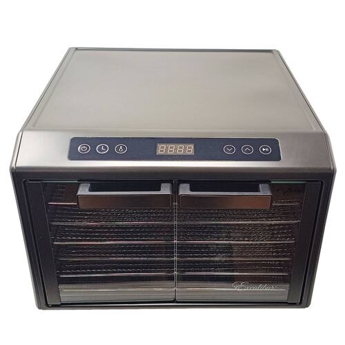 Deshidratador de Alimentos 6 Charolas Acero Inoxidable Panel Digital Excalibur DH06SCSS13.