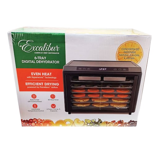 Deshidratador de Alimentos 6 Charolas Acero Inoxidable Panel Digital Excalibur DH06SCSS13.
