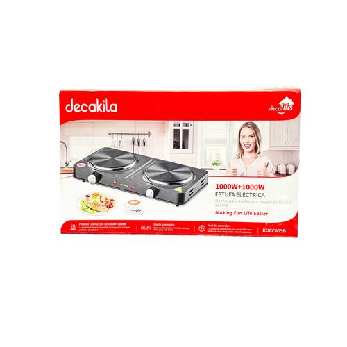 Parrilla Eléctrica 2 Quemadores Decakila Negro Kucc005b