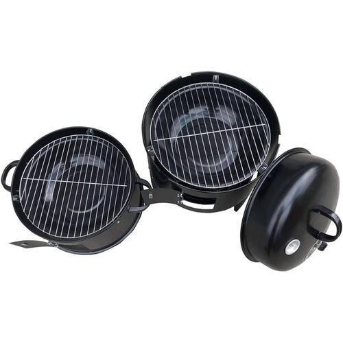 Asador ahumador de dos niveles circular con termómetro
