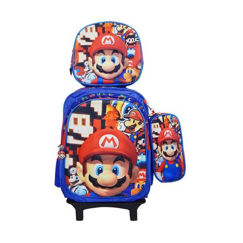 Mochilas Personajes 4 Pzas Carrito+Mochila+Lonchera+Lapicera