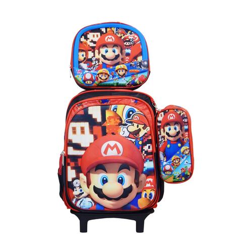 Mochilas Personajes 4 Pzas Carrito+Mochila+Lonchera+Lapicera