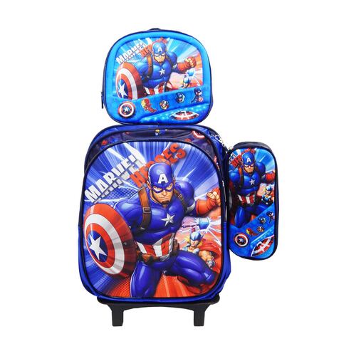 Mochilas Personajes 4 Pzas Carrito+Mochila+Lonchera+Lapicera
