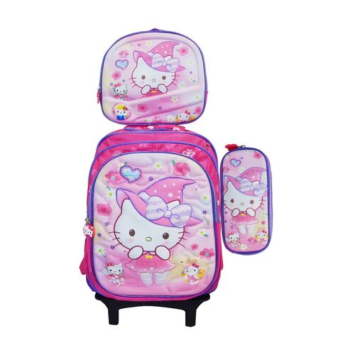 Mochilas Personajes 4 Pzas Carrito+Mochila+Lonchera+Lapicera