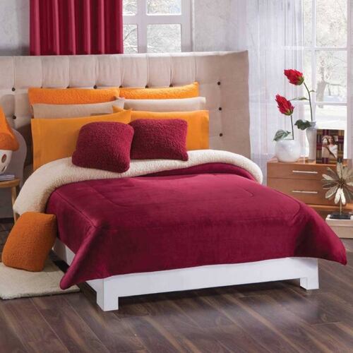 Cobertor Borrega Hermes King Size Poliester Vino Concord