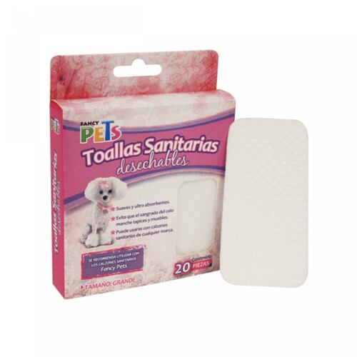 Toalla Sanitaria Grande Absorbente Perro 20 Pzas Fancy Pets.