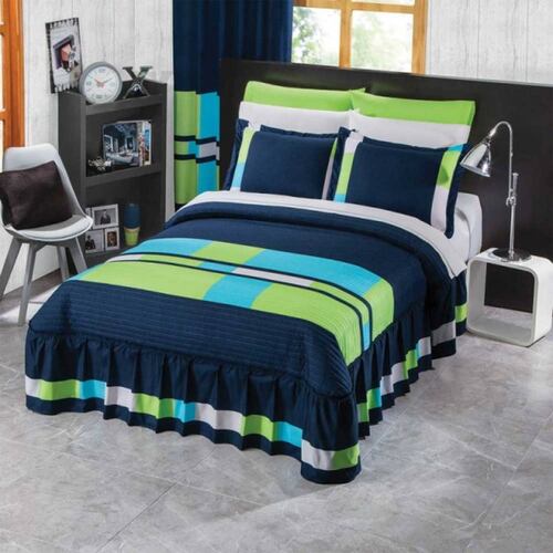 Colcha Funda Malaga Cama King Size Microfibra Azul Concord.