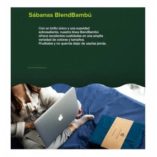 Juego Sábanas Fibra De Bambú Blend Individual Olivo Dreams Bamboo.