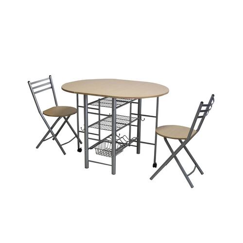 Desayunador Plegable Tipo Mariposa 2 Sillas Natural Brang
