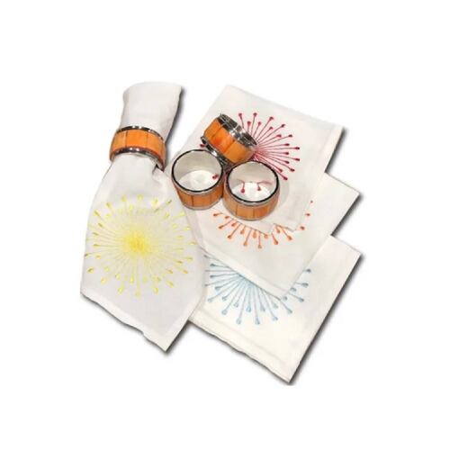 Juego 4 Servilletas algodón Suave Bordadas Blanco Brang..