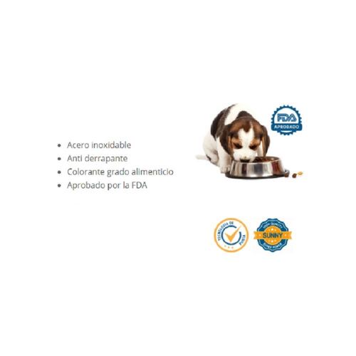Plato Perro Gato 24oz Antiderrapante Acero Inoxidable Sunny