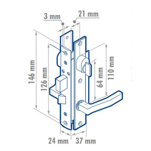 Cerradura Puerta Aluminio Basic Negro Llave Mariposa Lock.