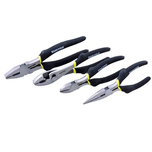 Juego 4 Pinzas Acero Carbón Electricista Herramientas Surtek