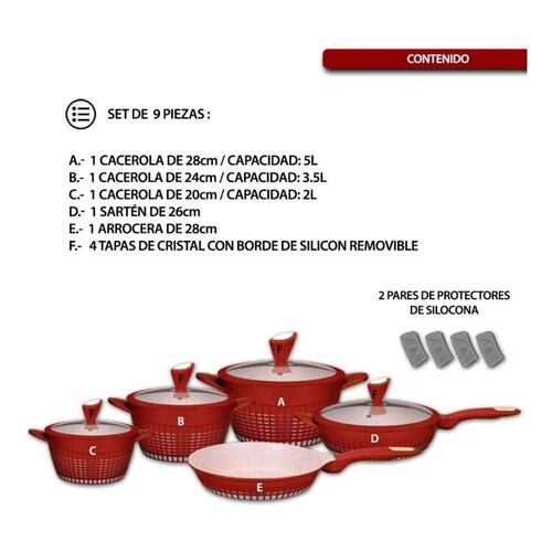 Batería Cocina Antiadherente Mármol Luxury Kochstelle