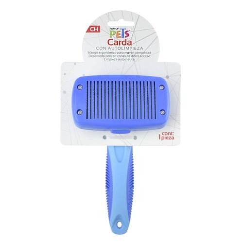 Carda Chica Acero Autolimpieza Ergonómico P/Perro Fancy Pets