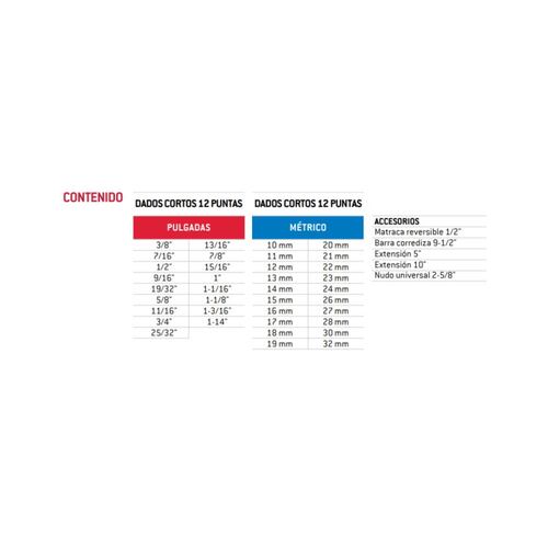 Juego Dados Accesorios 42 Pzs 1/2pulg Modulo Laminado Urrea