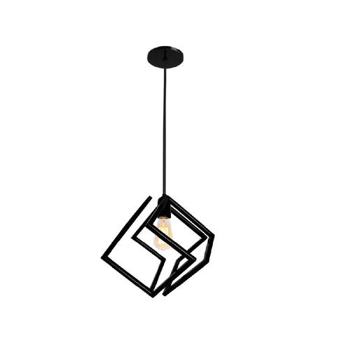 Luminario Colgante Cubo Asimétrico Metal Negro Maxxi.