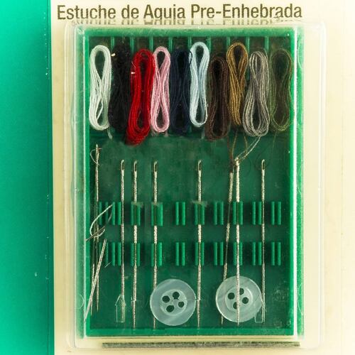 Estuche Aguja Pre-enhebrada Tarjeta Hilos Botones Dritz