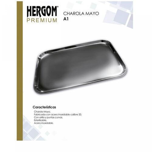 Charola Mayo Modelo A1 Acero Inoxidable Esterilizable Hergom.
