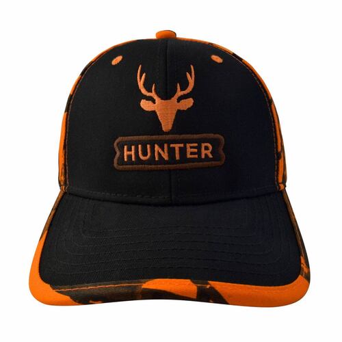 Gorra Hunter Negra/Naranja Camuflaje Ajustador Velcro Wallis.